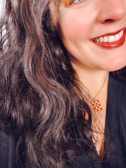 Retro Checkerboard Necklace