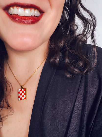 Retro Checkerboard Necklace