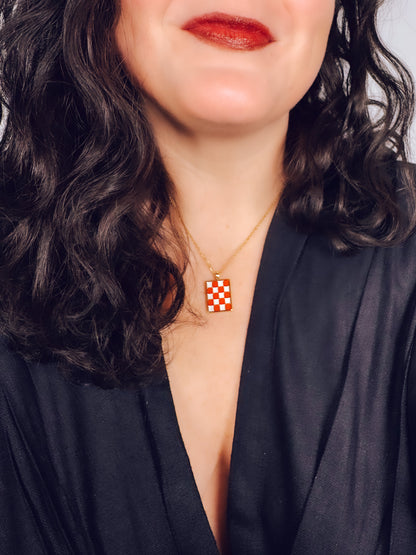 Retro Checkerboard Necklace