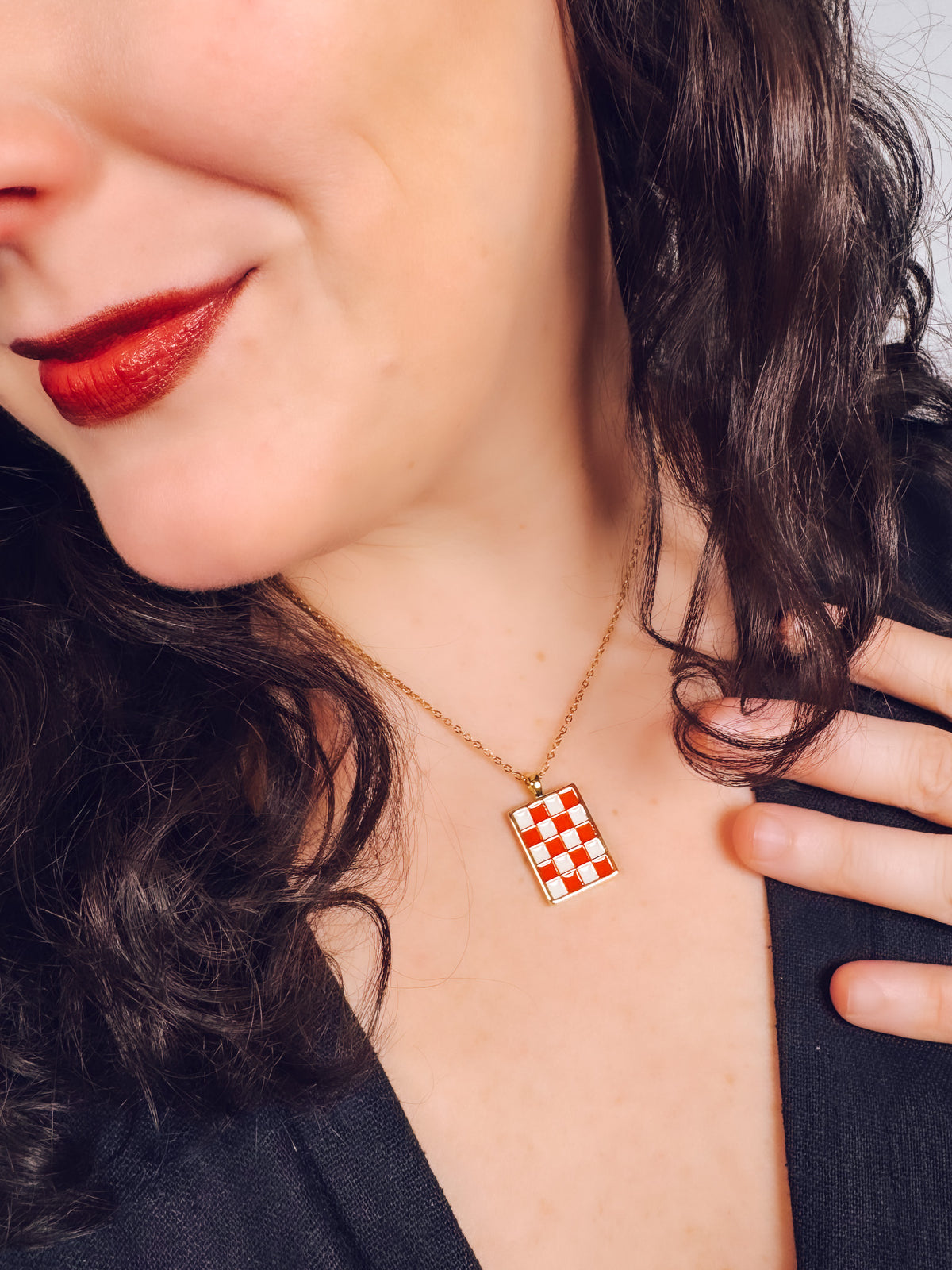 Retro Checkerboard Necklace