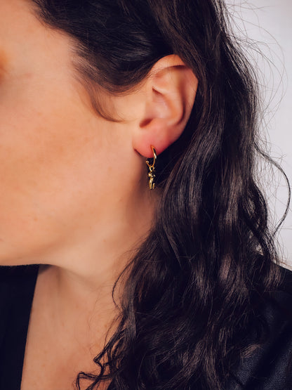 18k Gold Body Form Hoop Earrings