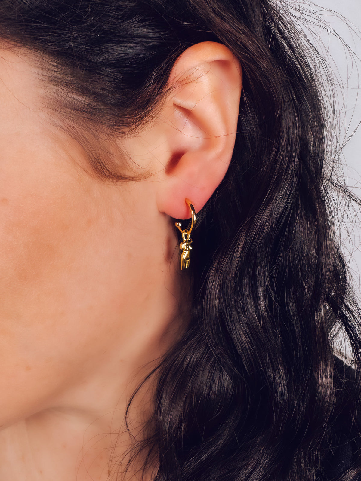18k Gold Body Form Hoop Earrings