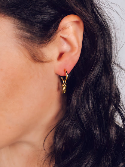 18k Gold Body Form Hoop Earrings