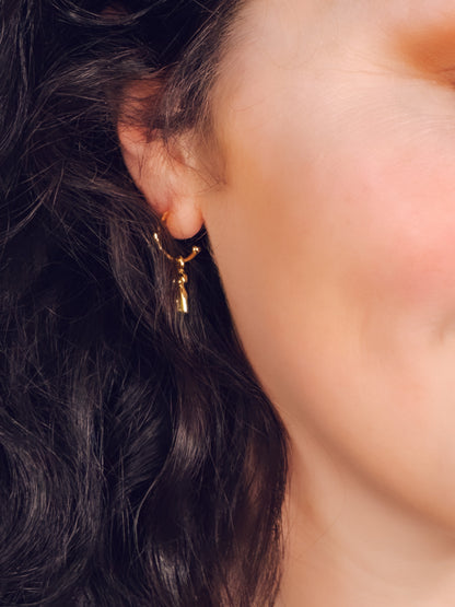 18k Gold Body Form Hoop Earrings