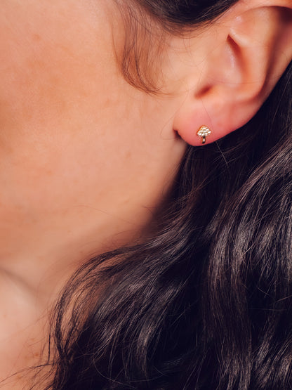 18k Gold Mushroom Stud Earrings