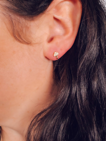 18k Gold Mushroom Stud Earrings