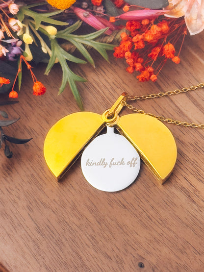 Kindly F*ck Off Hidden Message Necklace