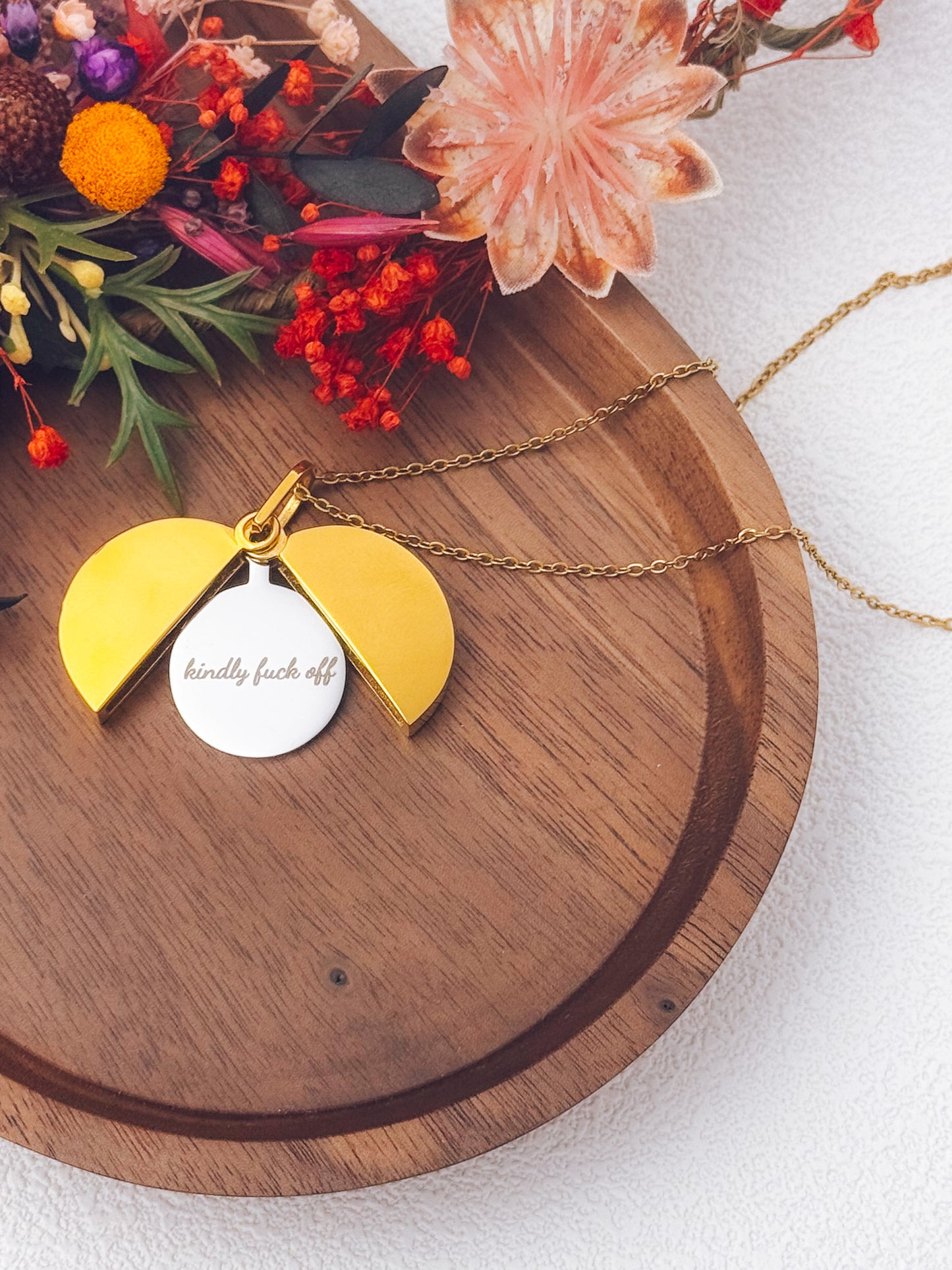 Kindly F*ck Off Hidden Message Necklace
