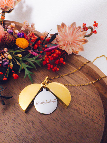 Kindly F*ck Off Hidden Message Necklace
