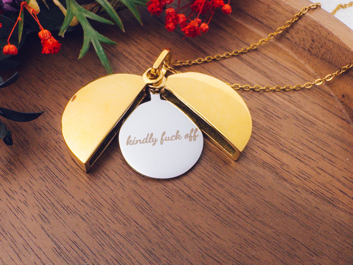 Kindly F*ck Off Hidden Message Necklace