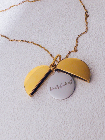 Kindly F*ck Off Hidden Message Necklace