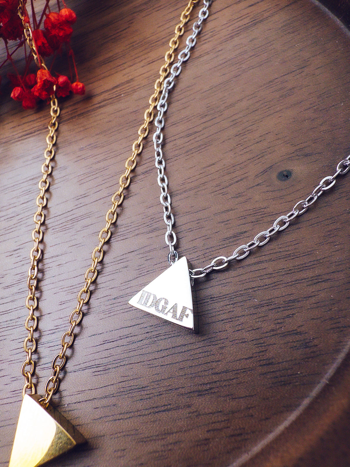 IDGAF Triangle Necklace