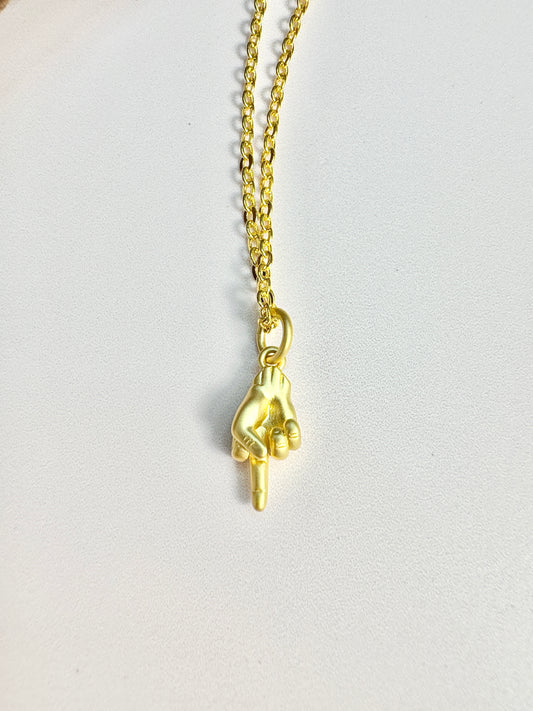 Dainty Middle Finger Pendant Necklace - Lors Collective