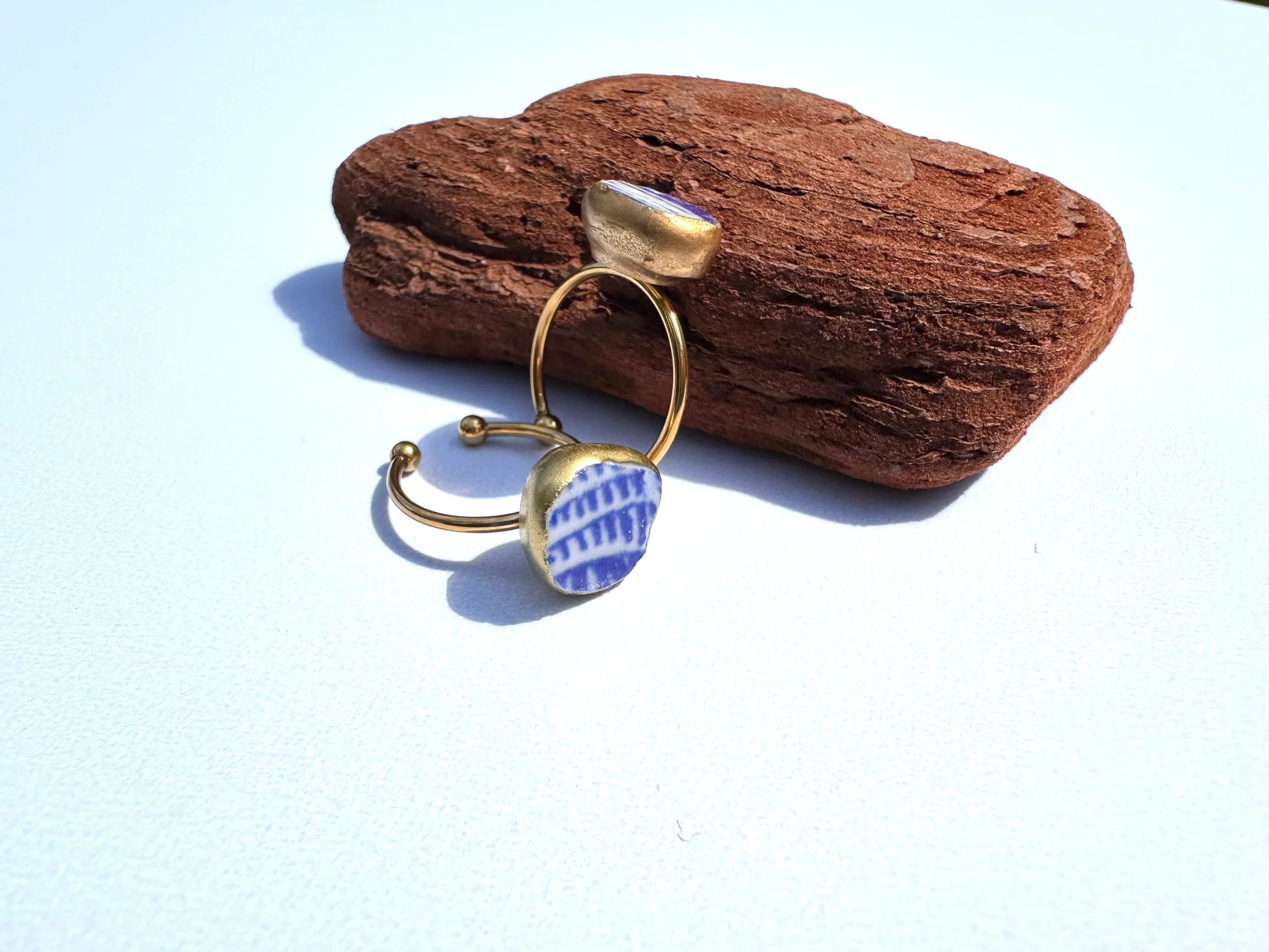 Broken Porcelain Ring- Handmade - Lors Collective