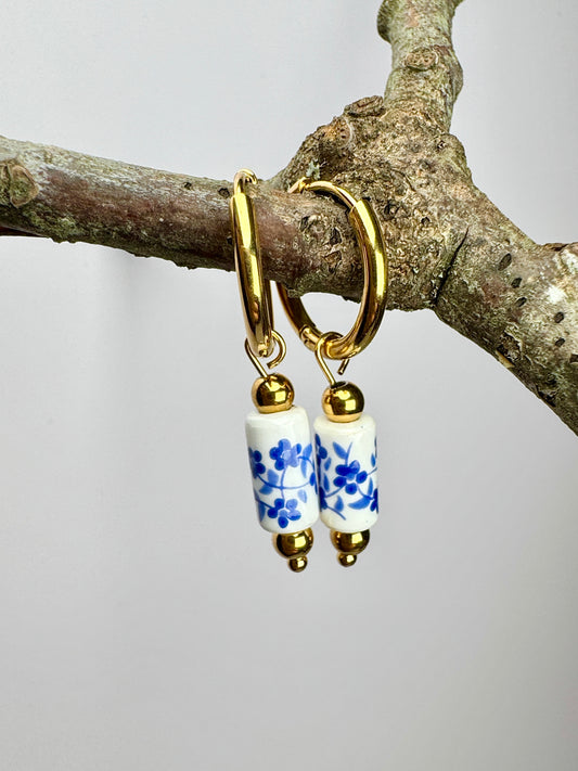 Chinoiserie Bloom Hoop Earrings - Lors Collective