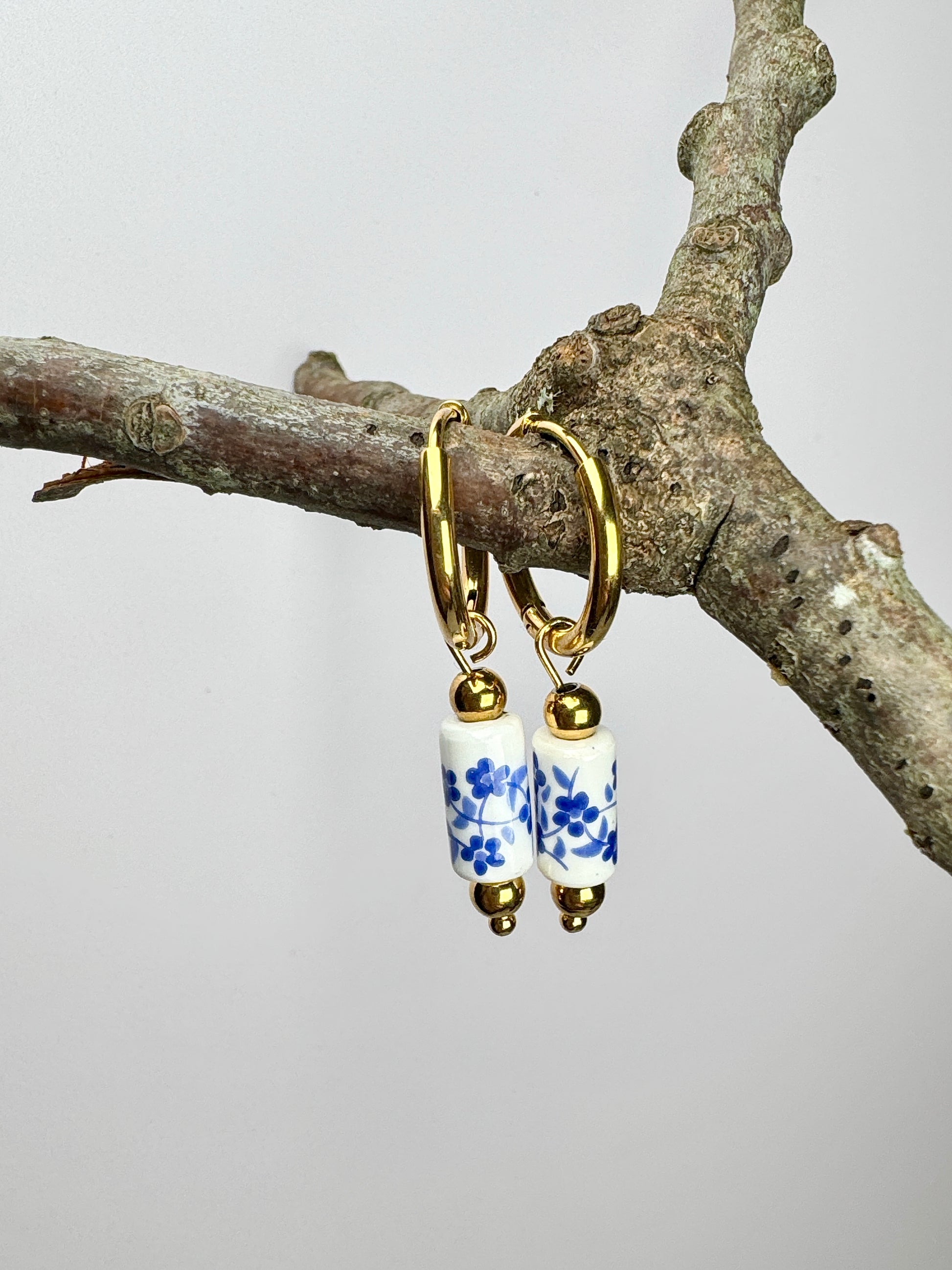 Chinoiserie Bloom Hoop Earrings - Lors Collective