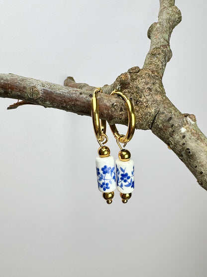Chinoiserie Bloom Hoop Earrings - Lors Collective