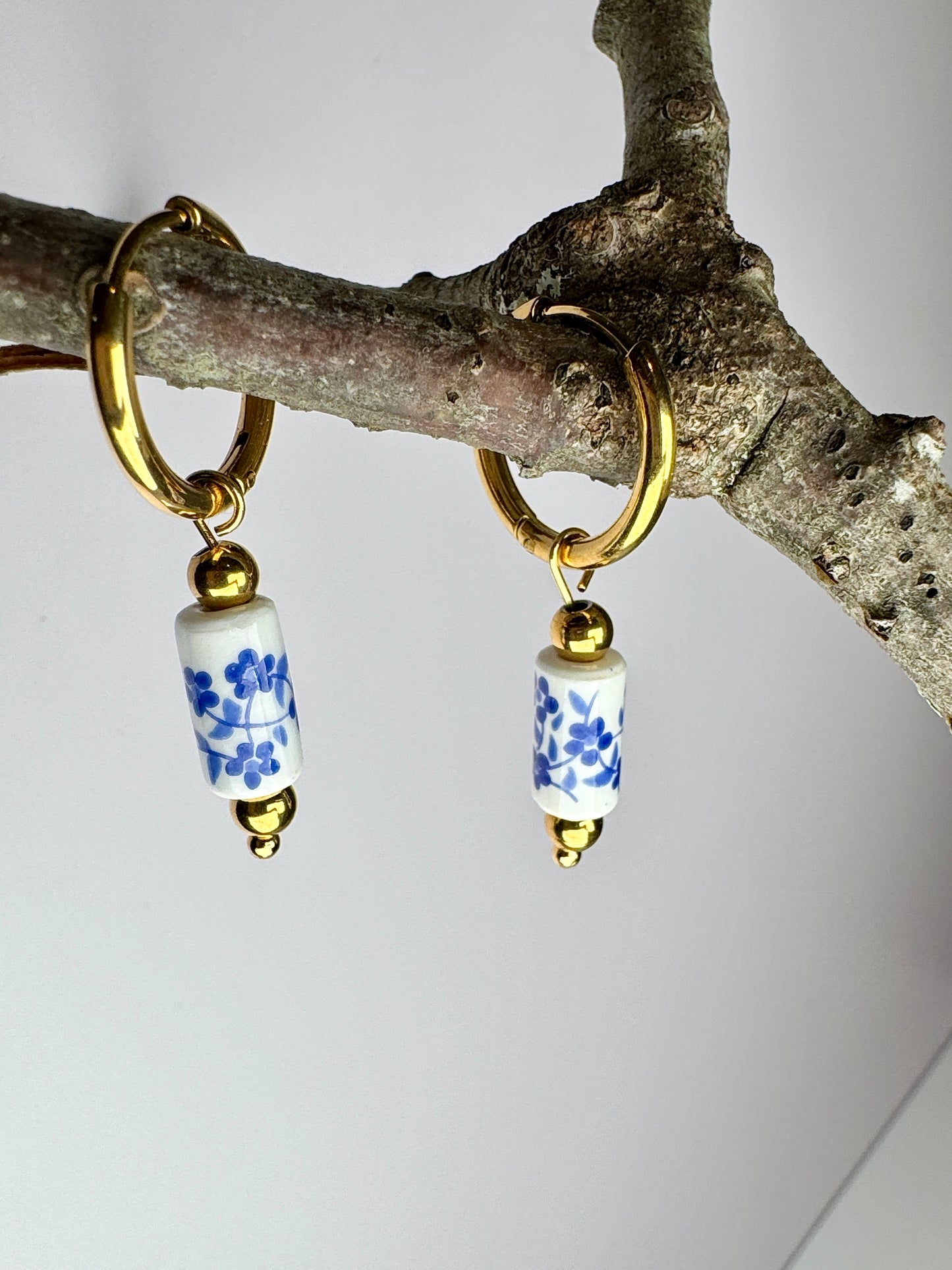 Chinoiserie Bloom Hoop Earrings - Lors Collective