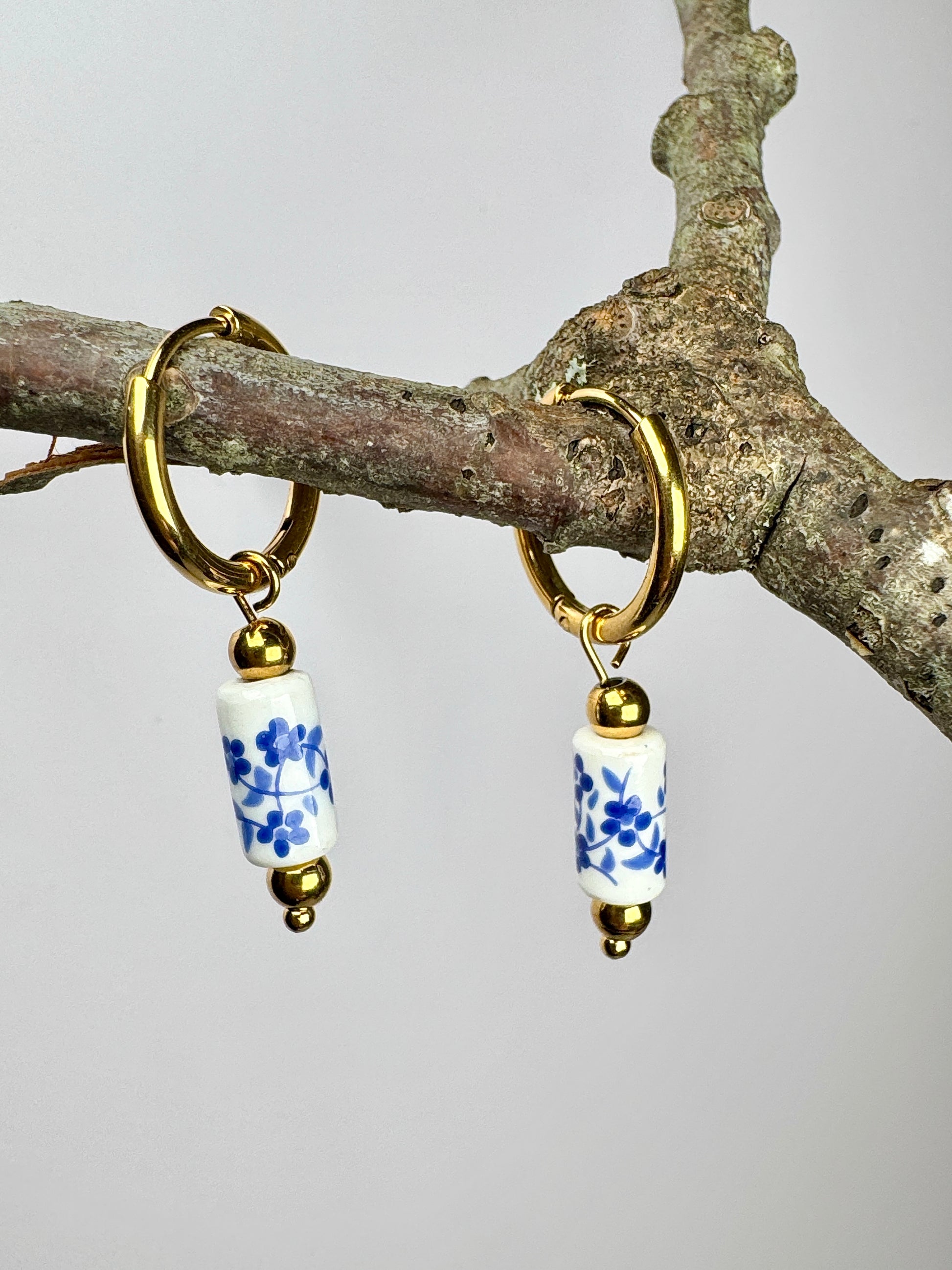 Chinoiserie Bloom Hoop Earrings - Lors Collective