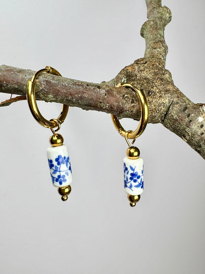 Chinoiserie Bloom Hoop Earrings - Lors Collective
