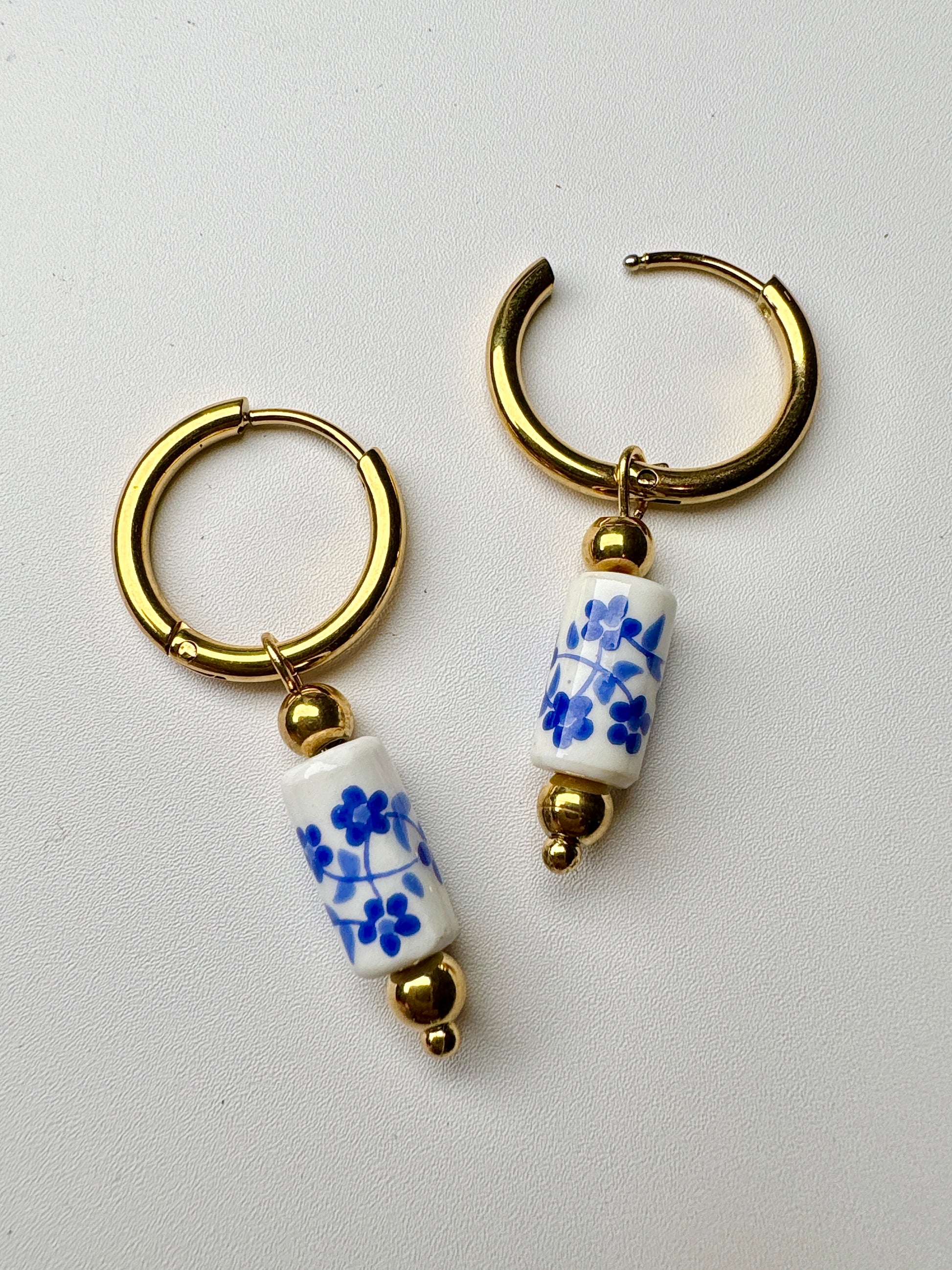 Chinoiserie Bloom Hoop Earrings - Lors Collective
