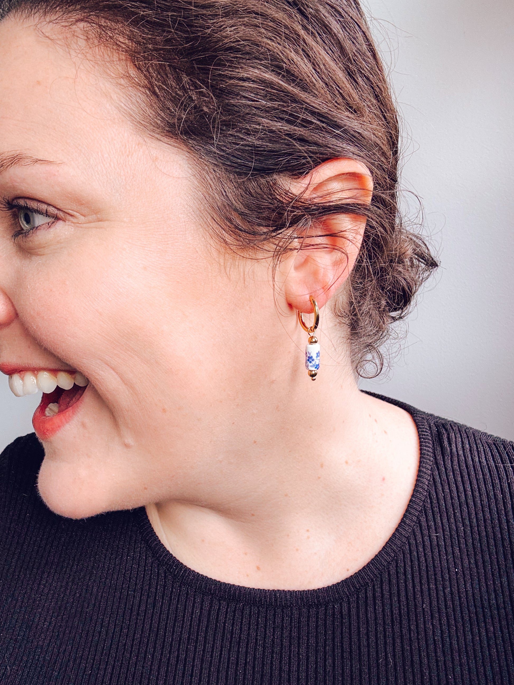 Chinoiserie Bloom Hoop Earrings - Lors Collective