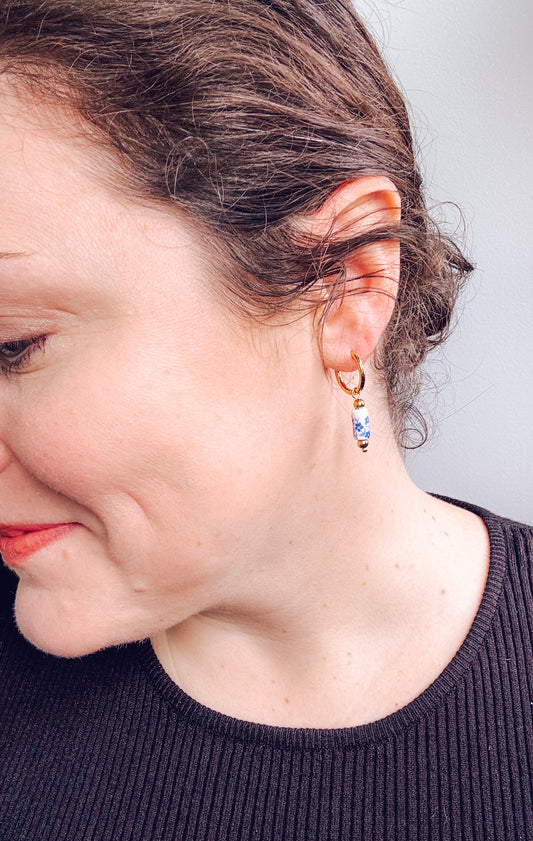 Chinoiserie Bloom Hoop Earrings - Lors Collective