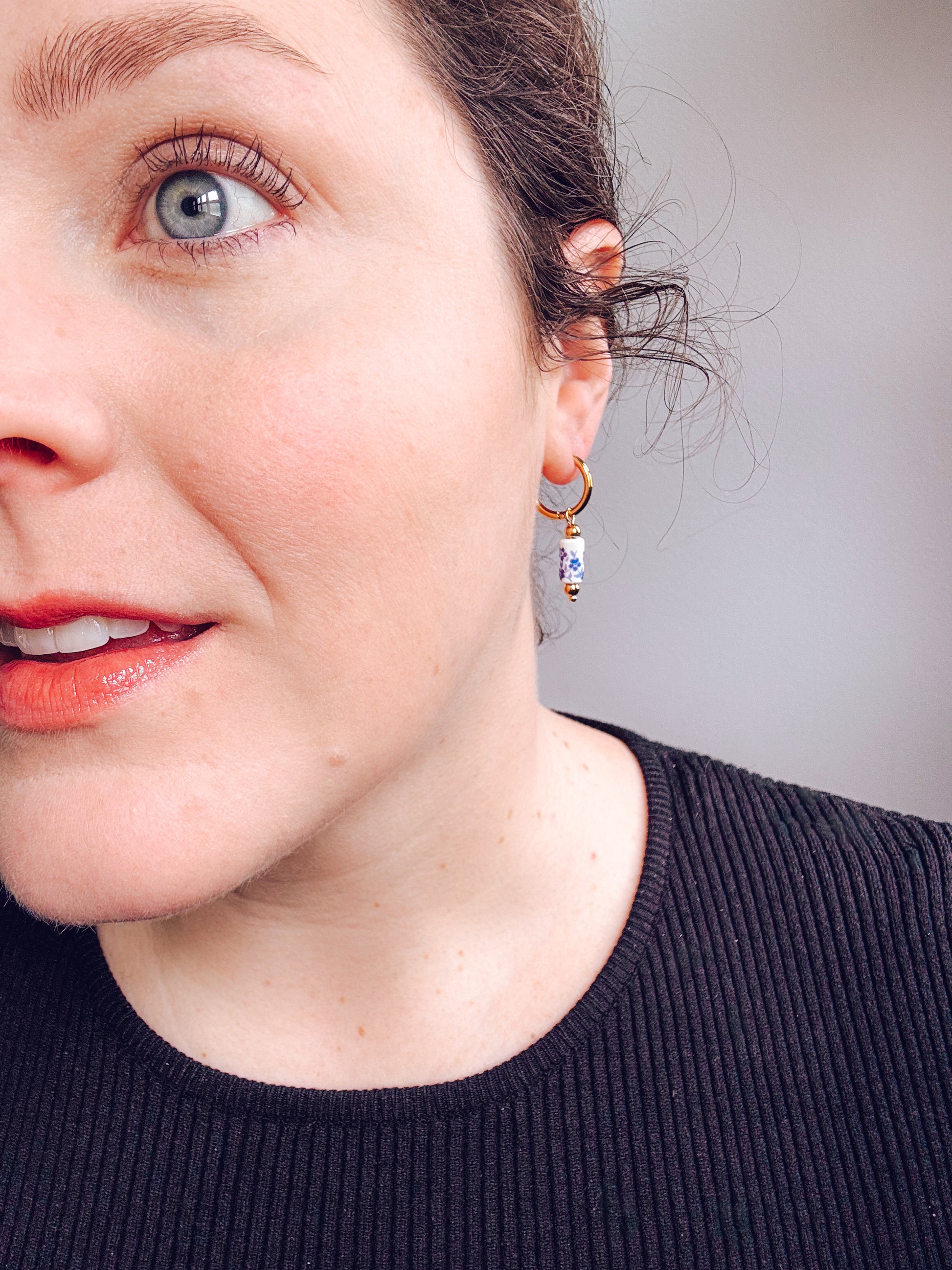 Chinoiserie Bloom Hoop Earrings - Lors Collective