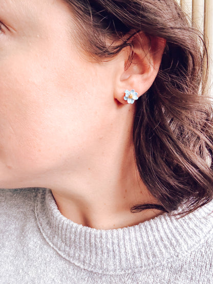 Mother of the Bride Earrings – Handmade Flower Studs with Gold Centers - Lors Collective