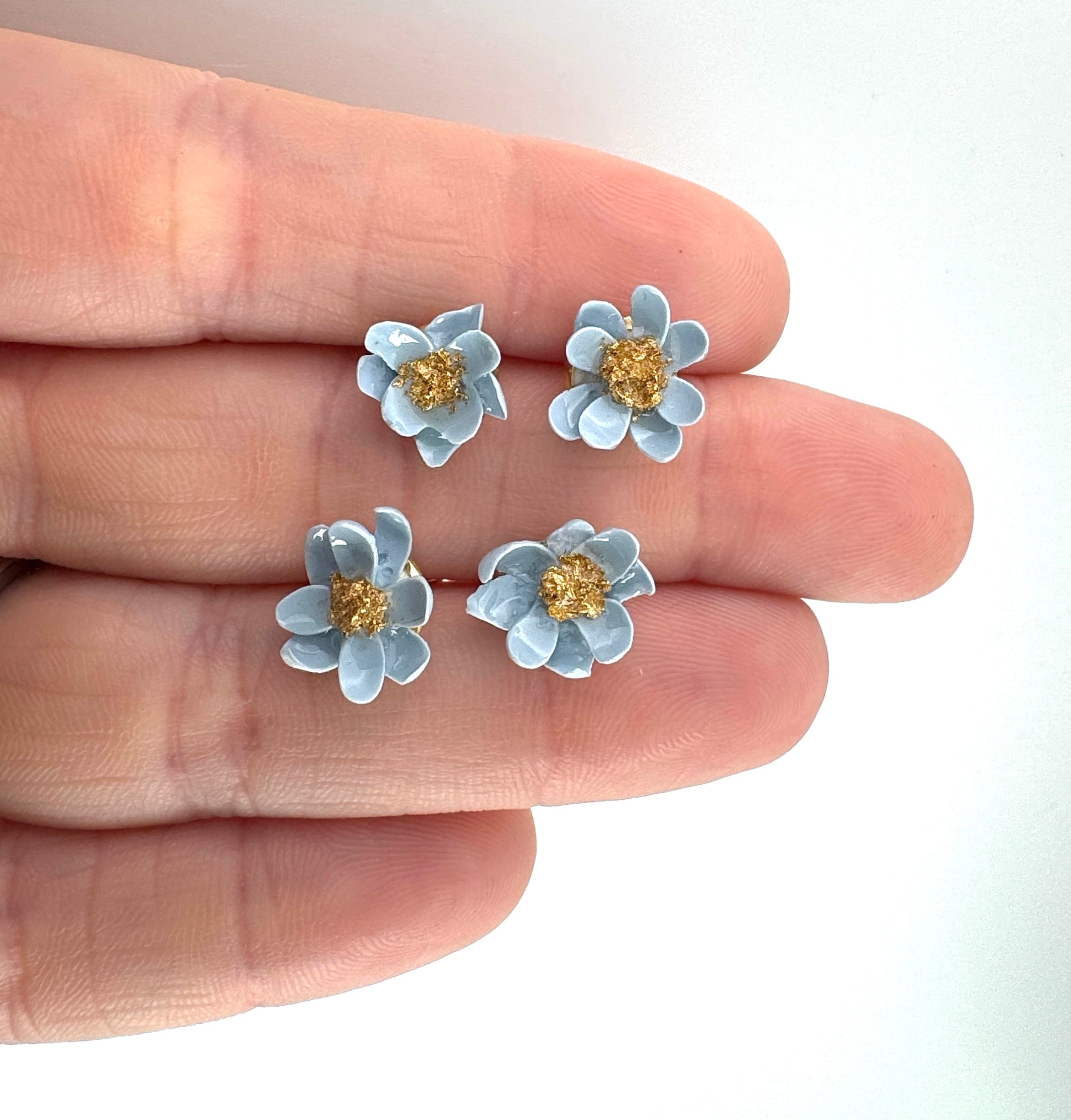Mother of the Bride Earrings – Handmade Flower Studs with Gold Centers - Lors Collective