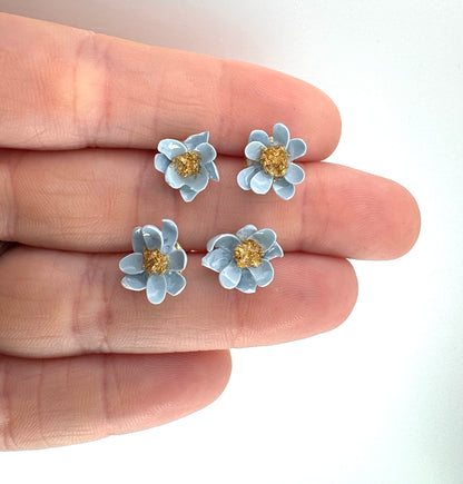 Mother of the Bride Earrings – Handmade Flower Studs with Gold Centers - Lors Collective