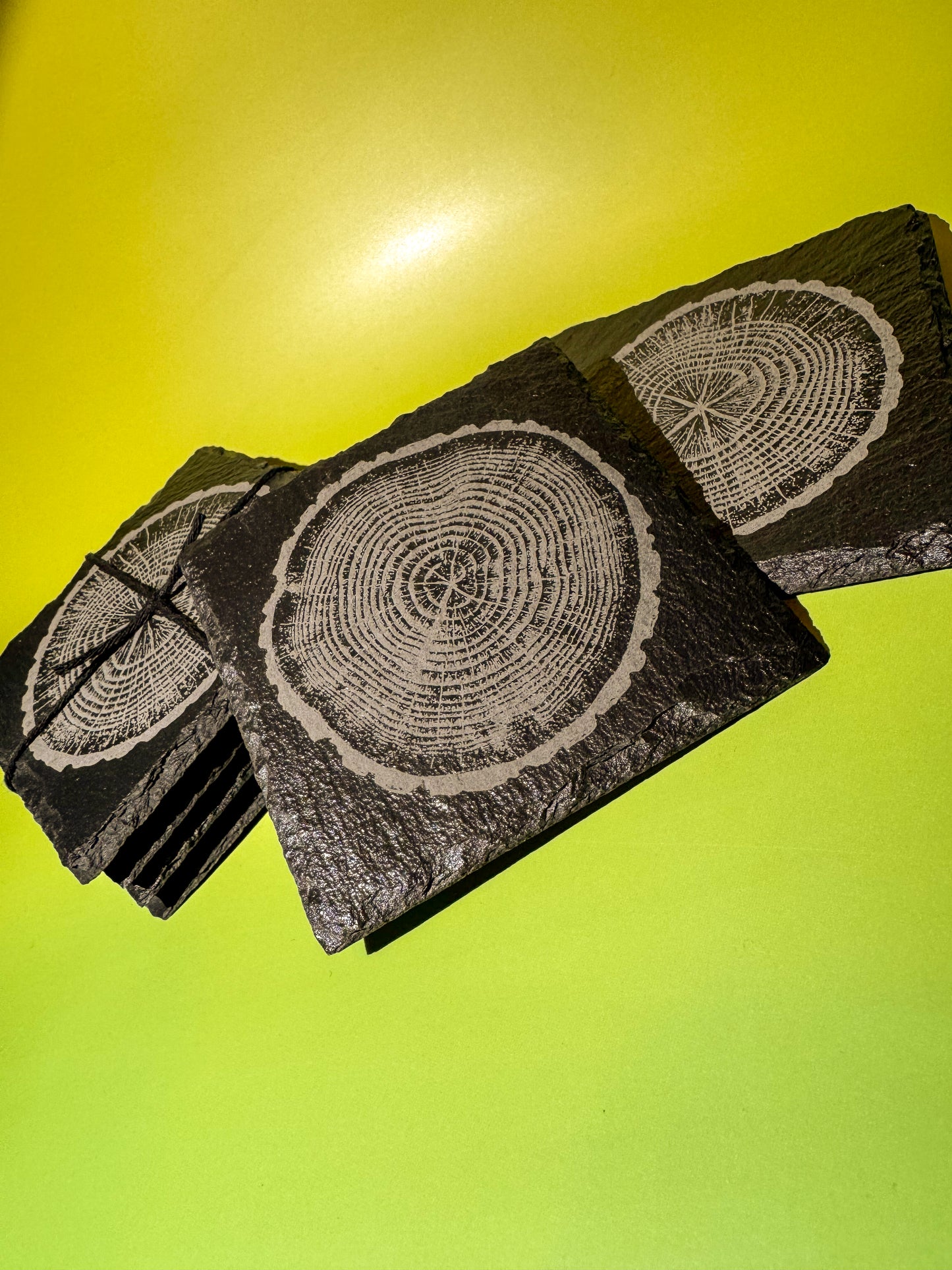 Tree-Ring Slate Coaster Set (4-Pack)