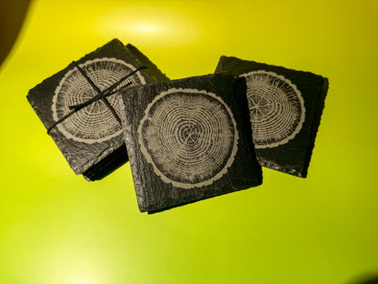 Tree-Ring Slate Coaster Set (4-Pack)
