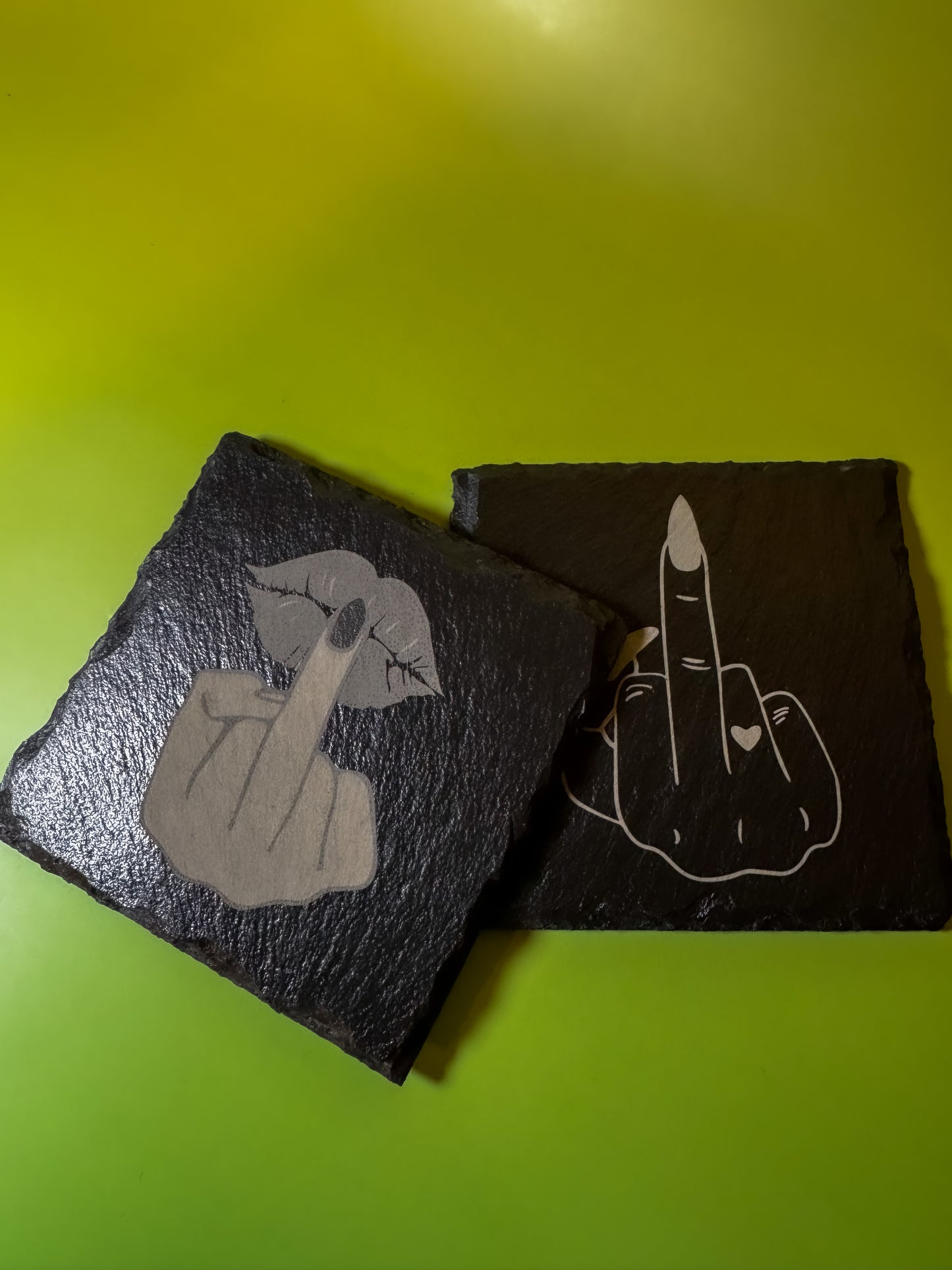 Slate Coaster Set- Middle Finder Engraved