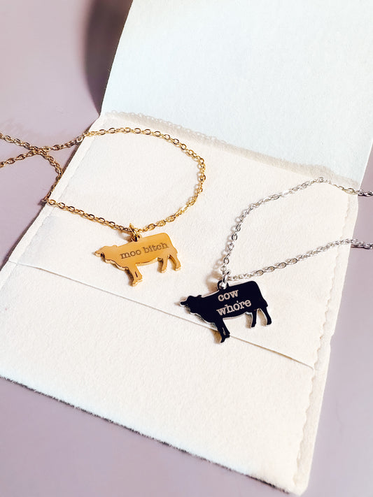 Engraved Cow Necklace