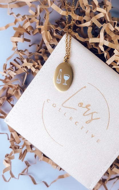 Wine Time Engraved Necklace - Lors Collective