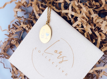 Wine Time Engraved Necklace - Lors Collective