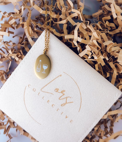 Wine Time Engraved Necklace - Lors Collective