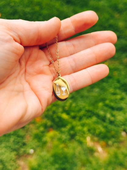 Wine Time Engraved Necklace - Lors Collective