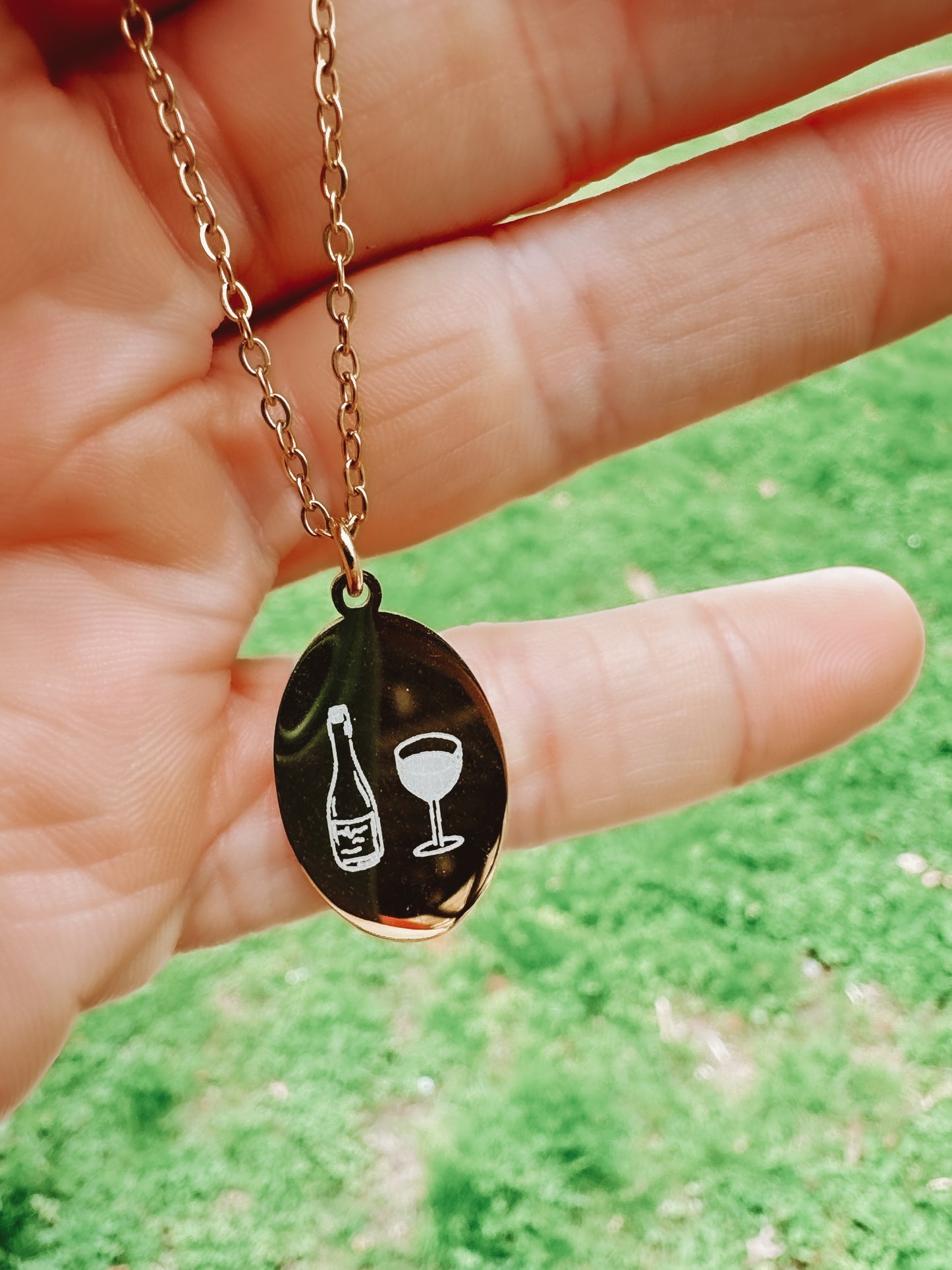 Wine Time Engraved Necklace - Lors Collective