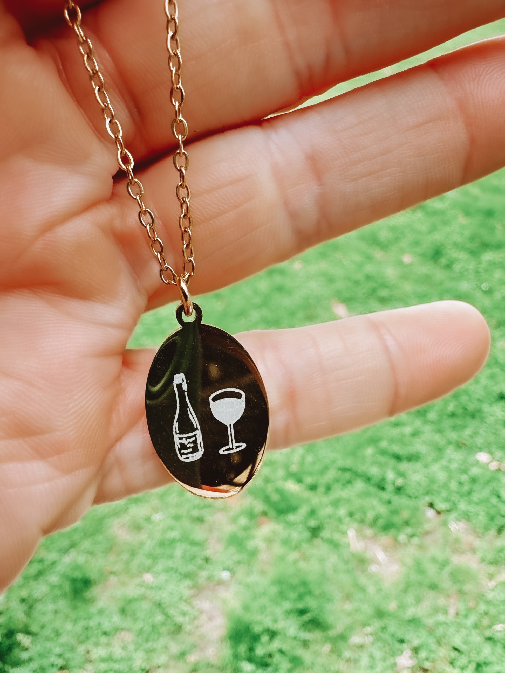 Wine Time Engraved Necklace - Lors Collective