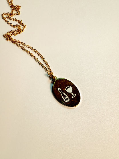 Wine Time Engraved Necklace - Lors Collective