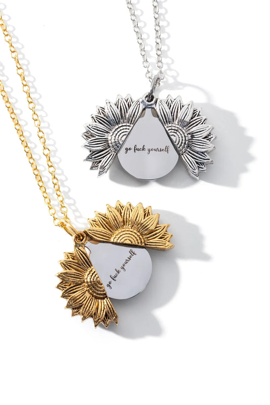 Hidden Message Sunflower Necklace – Go F*** Yourself