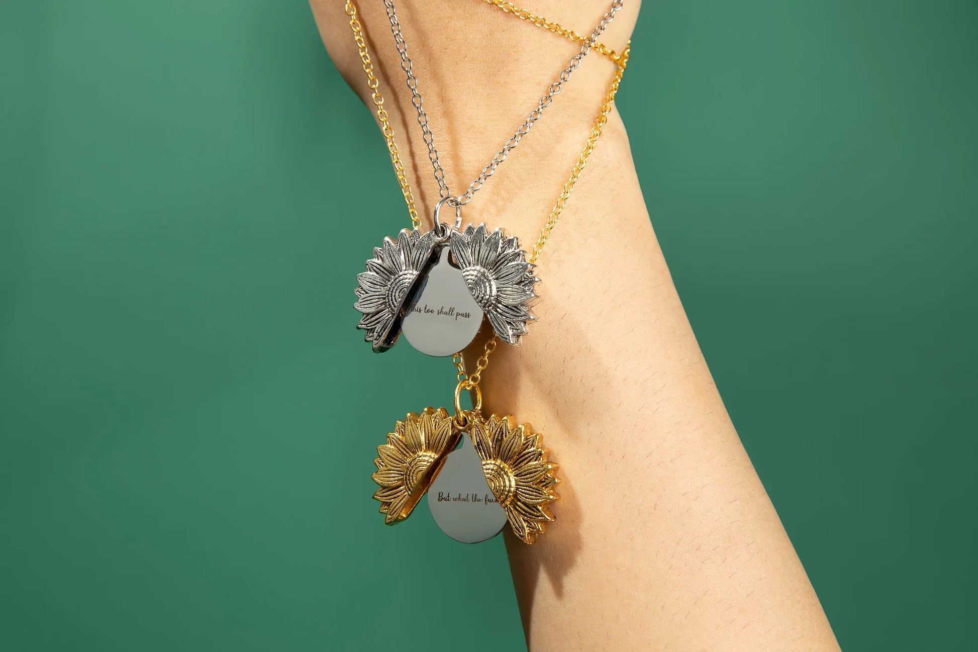 Hidden Message Sunflower Necklace- This Too Shall Pass, But What the F*** - Lors Collective